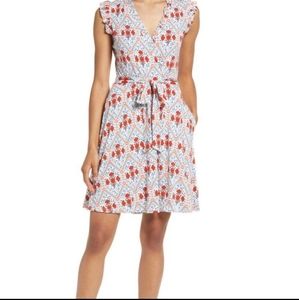 Boden Fixed Wrap Front Dress with Ruffle Trim at Neck & Arm Size 2